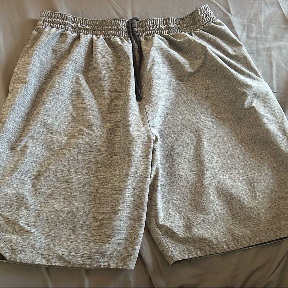 Adidas Gray Athletic Shorts with Elastic Waistband